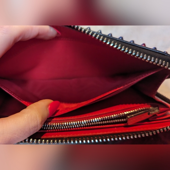 Christian Louboutin Black Leather Spike Wallet with Multicolor Spikes Zip! - Picture 2 of 10